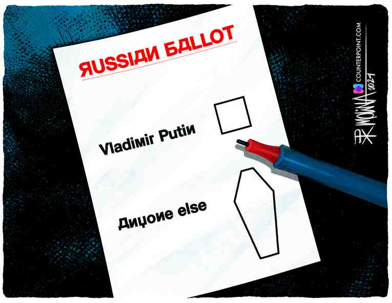 Political/Editorial Cartoon by Pedro Molina, El Nuevo Diario, Managua, Nicaragua on Putin Wins Reelection