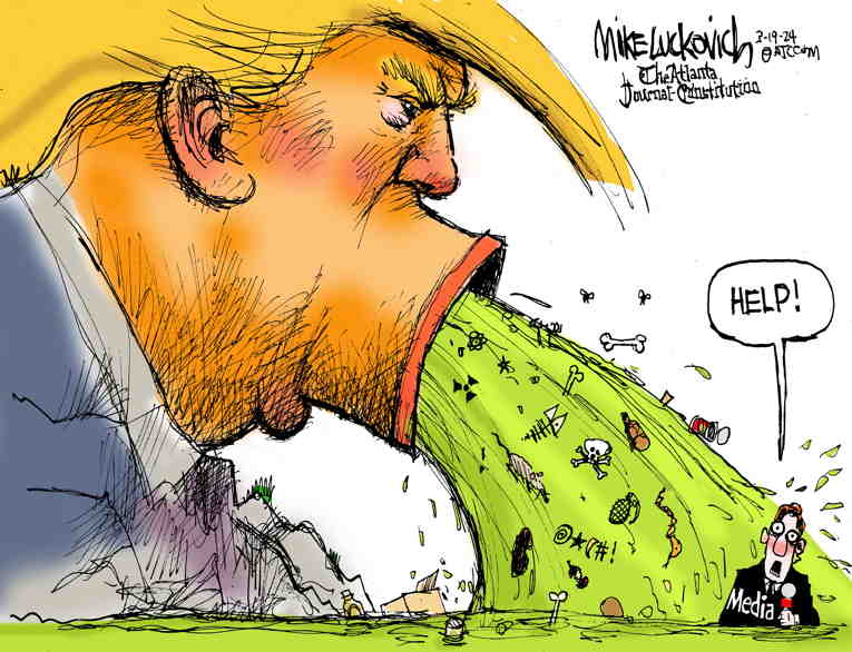 Political/Editorial Cartoon by Mike Luckovich, Atlanta Journal-Constitution on Trump Steps Up Campaign
