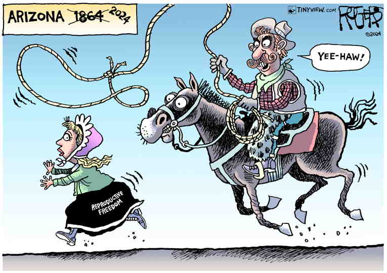 Political/Editorial Cartoon by Rob Rogers on Arizona Condemns Pregnant Women