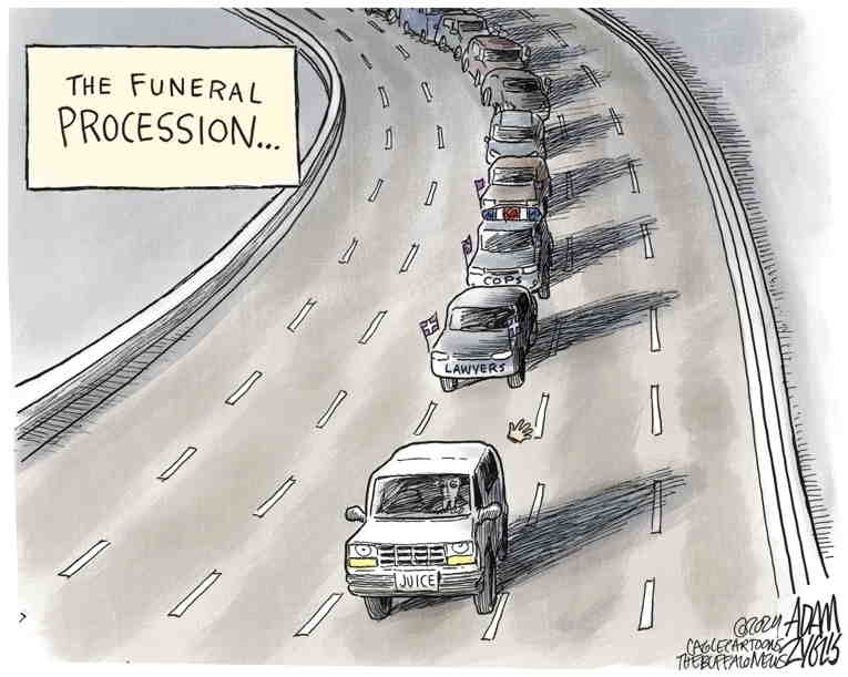 Political/Editorial Cartoon by Adam Zyglis, The Buffalo News on O.J. Simpson Dies