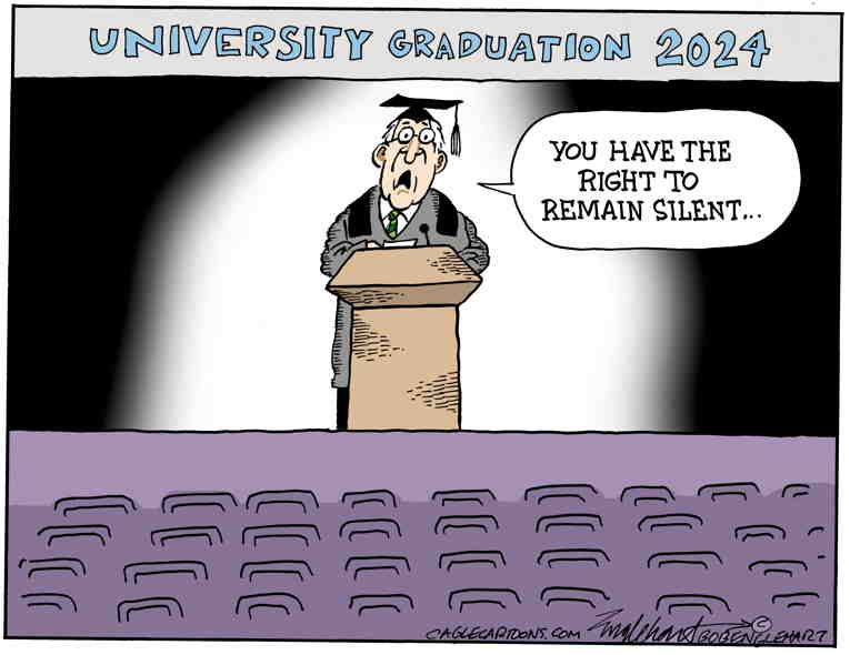 Political/Editorial Cartoon by Bob Englehart, Hartford Courant on Campus Protesters Attacked