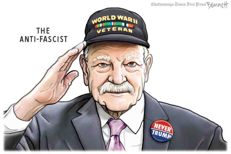 Political/Editorial Cartoon by Clay Bennett, Chattanooga Times Free Press on D-Day Commemorated