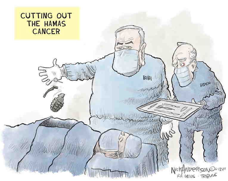 Political/Editorial Cartoon by Nick Anderson, Houston Chronicle on Gaza Massacre Continues