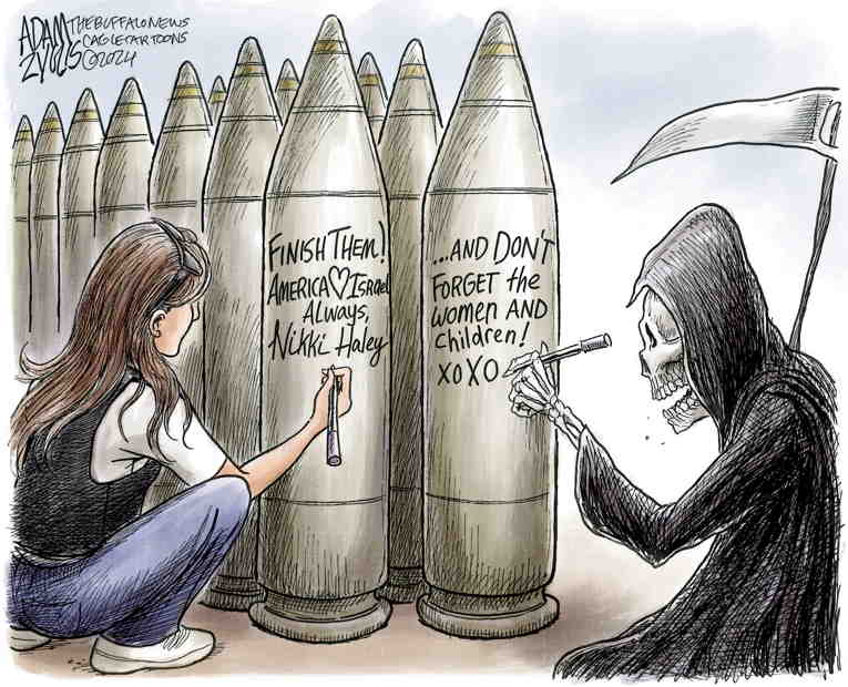 Political/Editorial Cartoon by Adam Zyglis, The Buffalo News on Gaza Massacre Continues