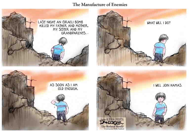 Political/Editorial Cartoon by Jeff Danziger on Gaza Massacre Continues