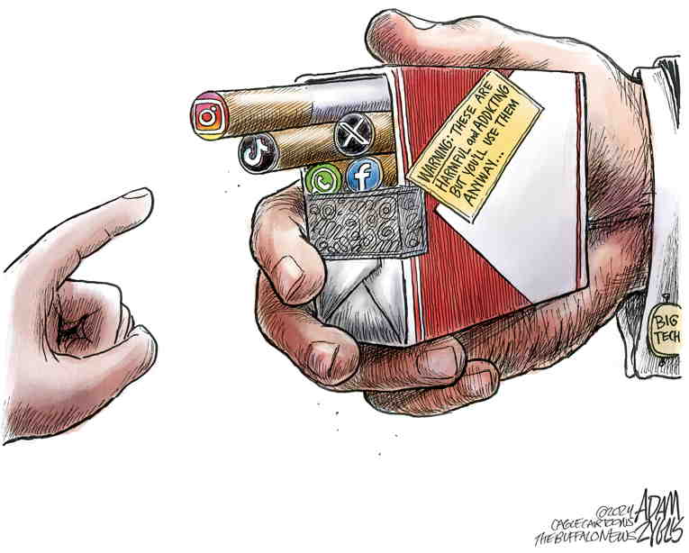 Political/Editorial Cartoon by Adam Zyglis, The Buffalo News on Child Suicides Rise