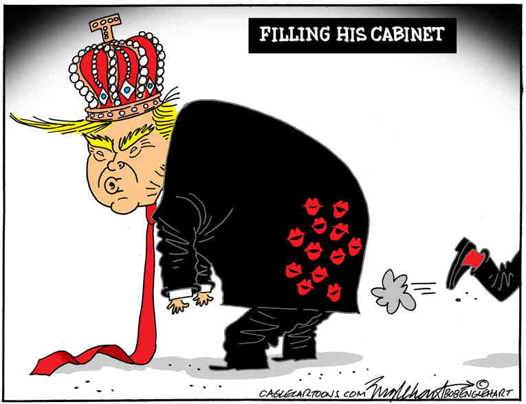 Political/Editorial Cartoon by Bob Englehart, Hartford Courant on Cabinet Picks Surprise Some
