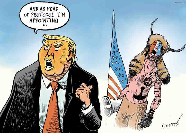 Political/Editorial Cartoon by Patrick Chappatte, International Herald Tribune on Cabinet Picks Surprise Some