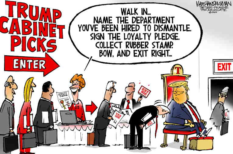 Political/Editorial Cartoon by Walt Handelsman, Newsday on Transition in Full Swing