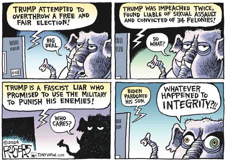 Political/Editorial Cartoon by Rob Rogers on Biden Pardons Biden