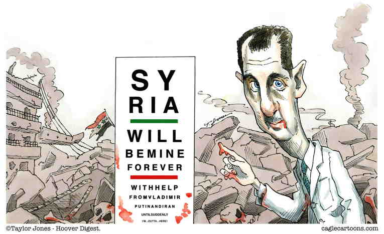 Political/Editorial Cartoon by Taylor Jones, Tribune Media Services on Assad Overthrown