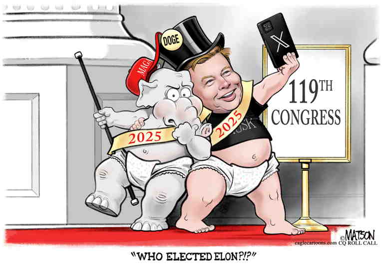 Political/Editorial Cartoon by RJ Matson, Cagle Cartoons on Musk Flexes Muscle