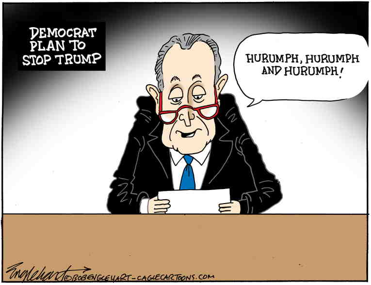 Political/Editorial Cartoon by Bob Englehart, Hartford Courant on Democrats Outraged