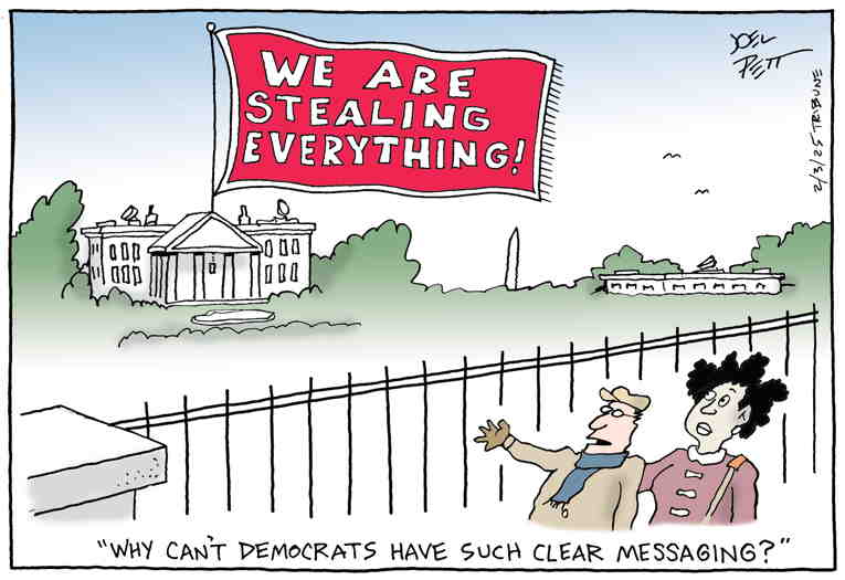 Political/Editorial Cartoon by Joel Pett, Lexington Herald-Leader, CWS/CartoonArts Intl. on Democrats Unhappy
