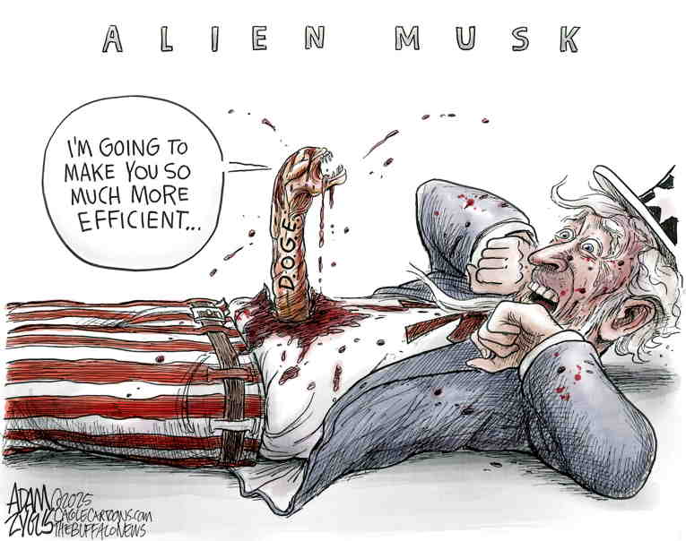 Political/Editorial Cartoon by Adam Zyglis, The Buffalo News on Musk Takes Command