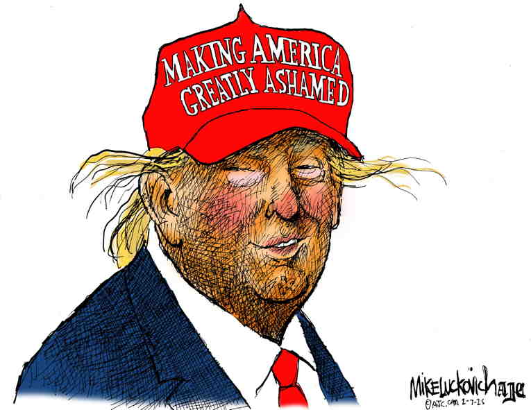 Political/Editorial Cartoon by Mike Luckovich, Atlanta Journal-Constitution on Trump Delivering on Promises