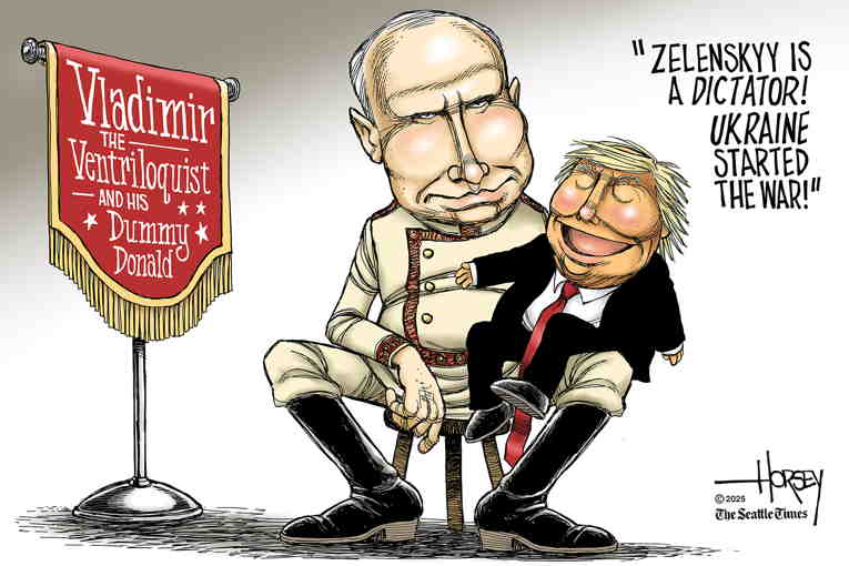 Political/Editorial Cartoon by David Horsey on Trump Screws Ukraine