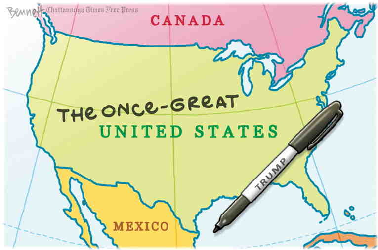 Political/Editorial Cartoon by Clay Bennett, Chattanooga Times Free Press on Trump Goes Bat Shit Crazy