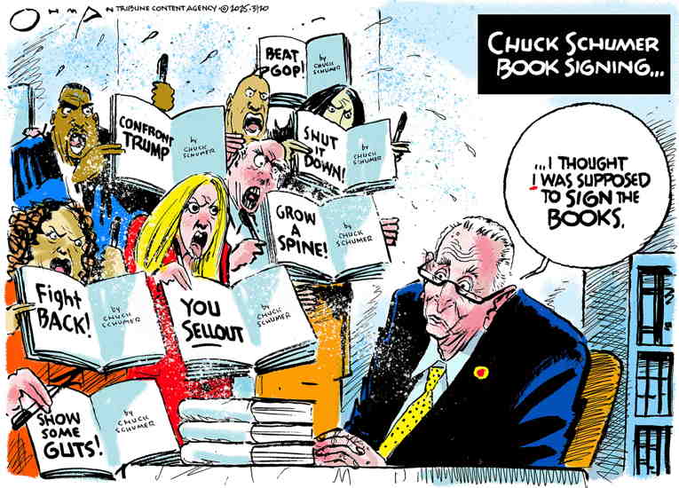 Political/Editorial Cartoon by Jack Ohman, The Oregonian on Schumer Melts Into a Puddle