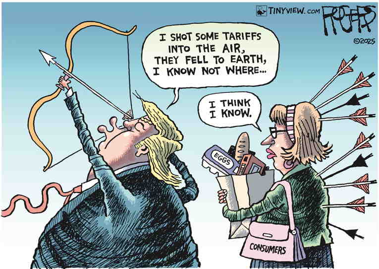 Political/Editorial Cartoon by Rob Rogers on Price Increases Kicking In