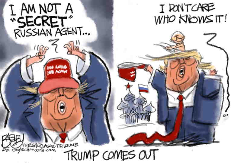 Political/Editorial Cartoon by Pat Bagley, Salt Lake Tribune on Putin Rejects Ceasefire