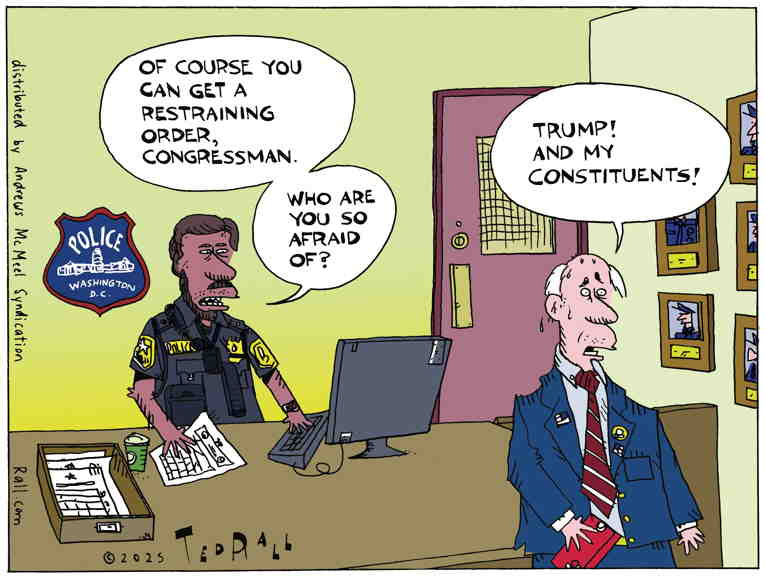 Political/Editorial Cartoon by Ted Rall on Schumer Defends Feebleness