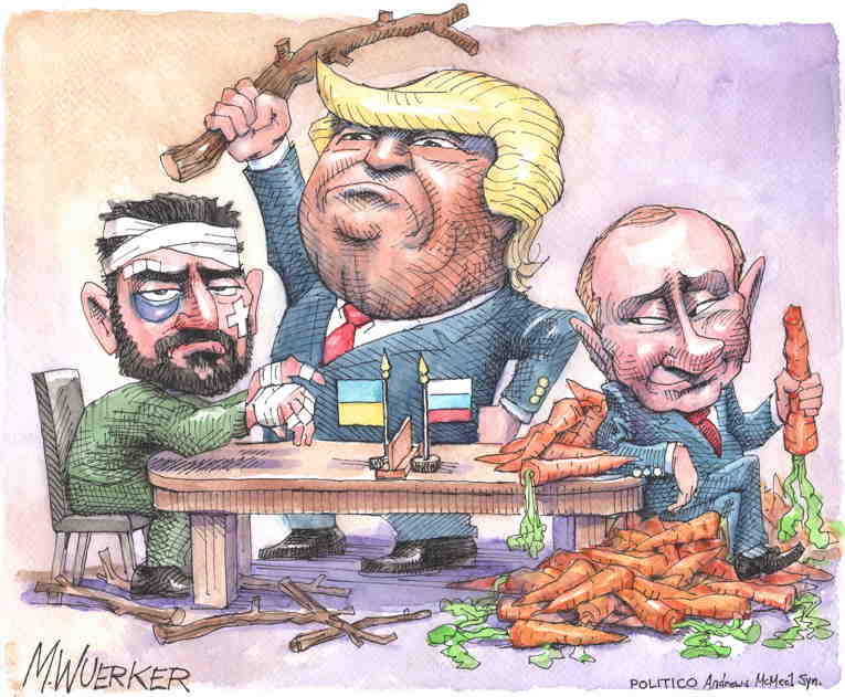 Political/Editorial Cartoon by Matt Wuerker, Politico on Cease-Fire Talks Drag on