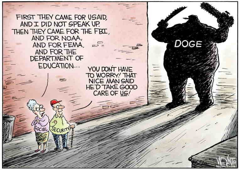 Political/Editorial Cartoon by Christopher Weyant, The Hill, Washington, DC on Social Security Wounded