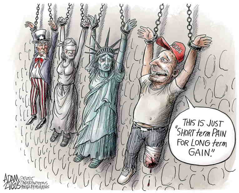 Political/Editorial Cartoon by Adam Zyglis, The Buffalo News on Trump: Prepare for Pain