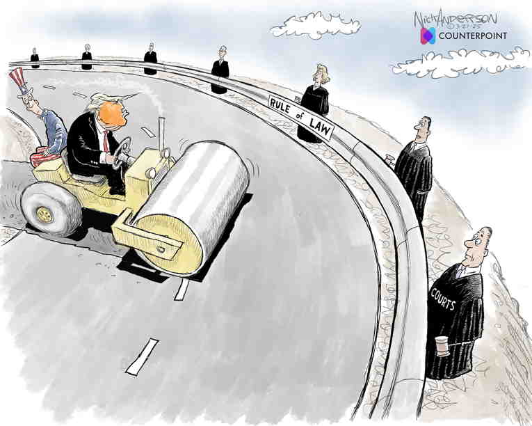 Political/Editorial Cartoon by Nick Anderson, Houston Chronicle on Trump: Prepare for Pain