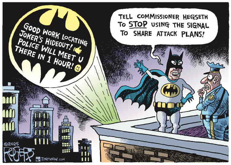 Political/Editorial Cartoon by Rob Rogers on Hegseth Feels the Heat