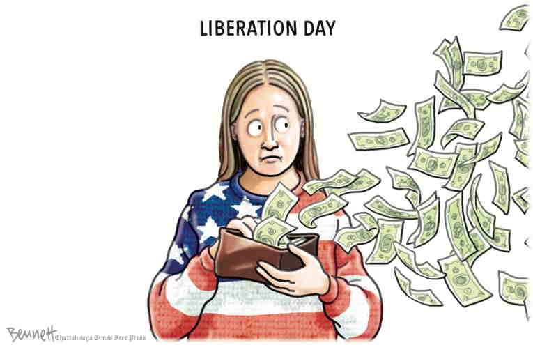 Political/Editorial Cartoon by Clay Bennett, Chattanooga Times Free Press on Americans Whacked
