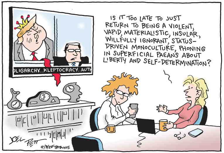 Political/Editorial Cartoon by Joel Pett, Lexington Herald-Leader, CWS/CartoonArts Intl. on President Praises Trump