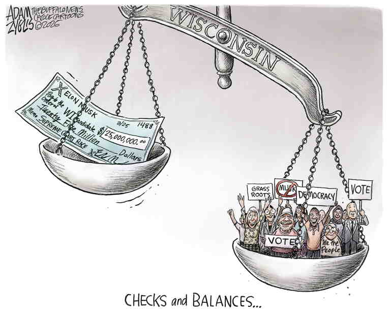 Political/Editorial Cartoon by Matt Wuerker, Politico on Musk, Republicans Lick Wounds