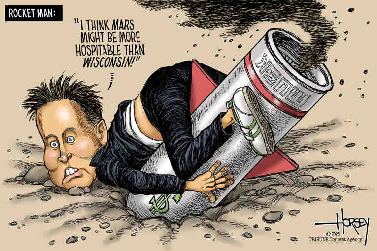 Political/Editorial Cartoon by David Horsey on Musk, Republicans Lick Wounds