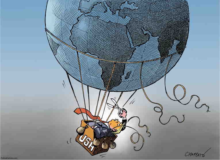 Political/Editorial Cartoon by Patrick Chappatte, International Herald Tribune on World Leaders Condemn Trump