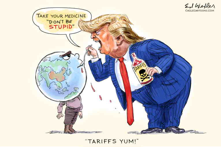 Political/Editorial Cartoon by Ed Wexler, PoliticalCartoons.com on World Leaders Condemn Trump
