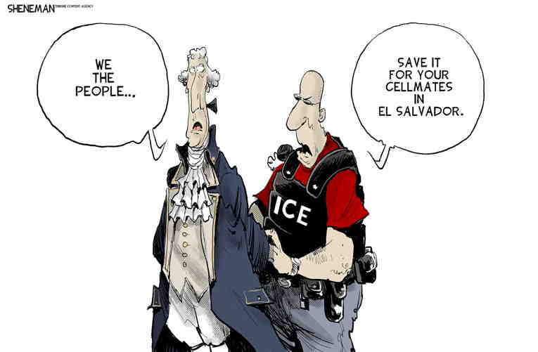 Political/Editorial Cartoon by Drew Sheneman, Newark Star Ledger on Trump Defies Supreme Court