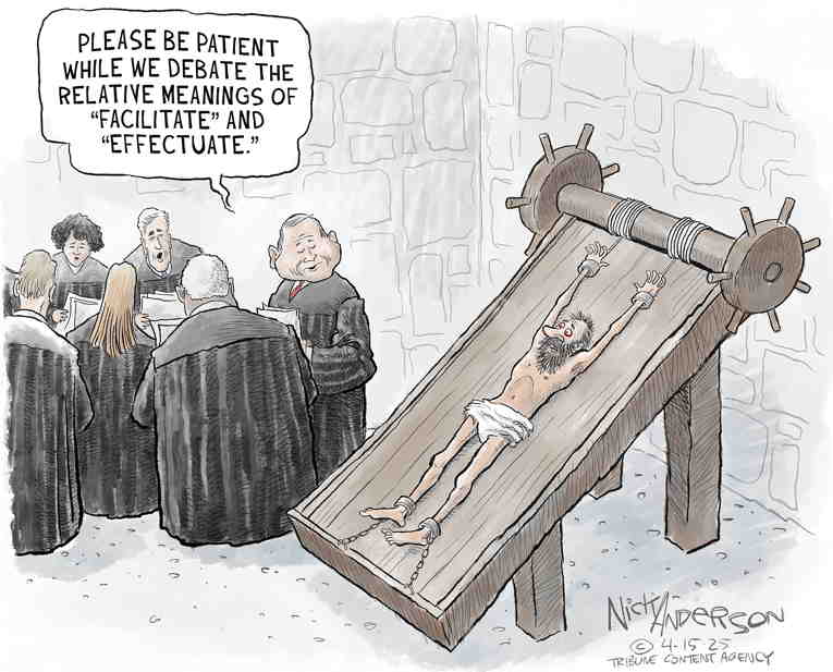 Political/Editorial Cartoon by Nick Anderson, Houston Chronicle on Trump Defies Supreme Court