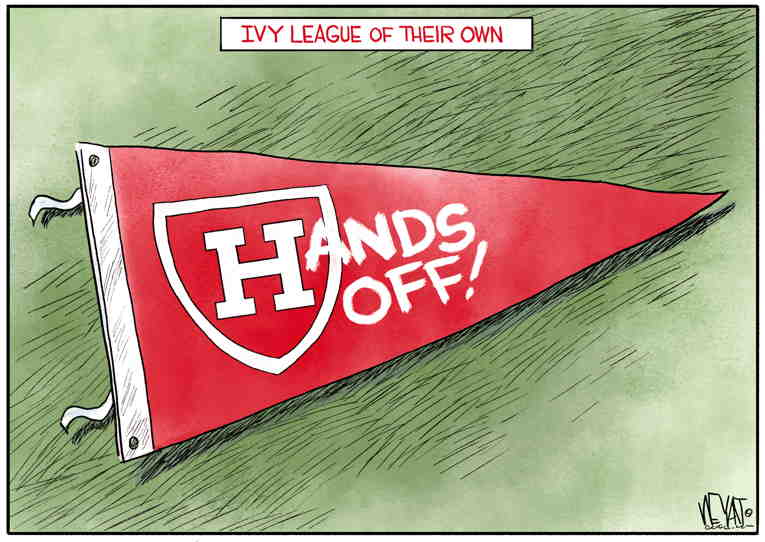 Political/Editorial Cartoon by Christopher Weyant, The Hill, Washington, DC on Harvard Defies Dictator