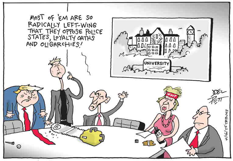 Political/Editorial Cartoon by Joel Pett, Lexington Herald-Leader, CWS/CartoonArts Intl. on Harvard Defies Dictator