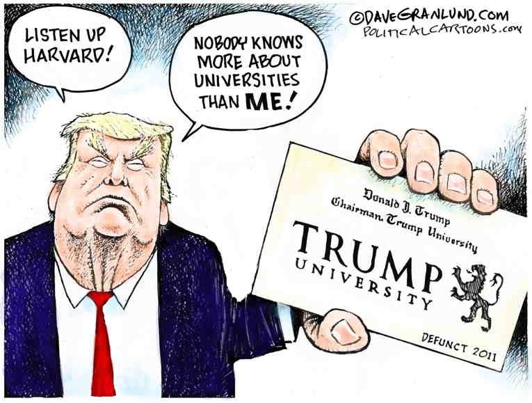 Political/Editorial Cartoon by Dave Granlund on Harvard Defies Dictator