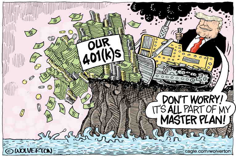 Political/Editorial Cartoon by Monte Wolverton, Cagle Cartoons on World Markets in Chaos