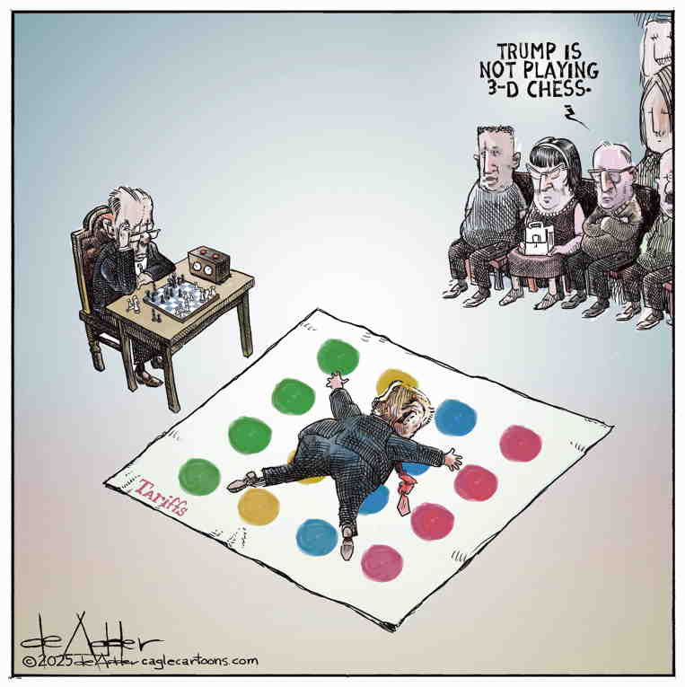 Political/Editorial Cartoon by Michael de Adder on World Markets in Chaos