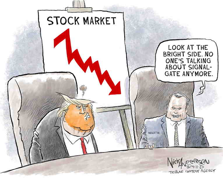 Political/Editorial Cartoon by Rob Rogers on World Markets in Chaos