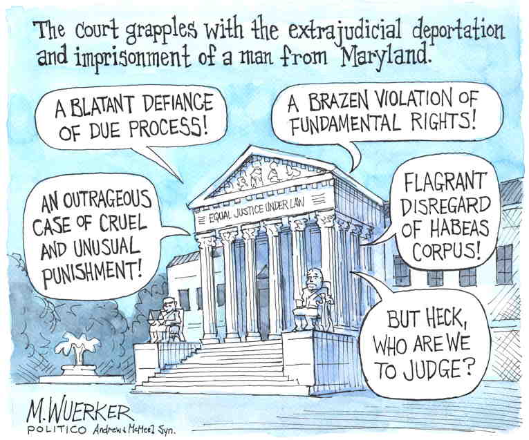 Political/Editorial Cartoon by Matt Wuerker, Politico on Trump Defies Courts