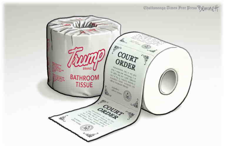 Political/Editorial Cartoon by Clay Bennett, Chattanooga Times Free Press on Trump Defies Courts