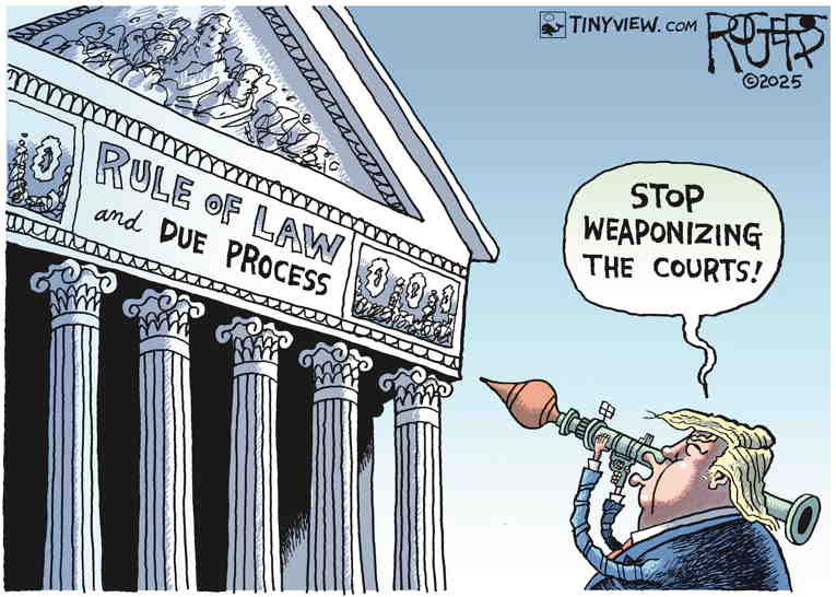 Political/Editorial Cartoon by Rob Rogers on Trump Defies Courts