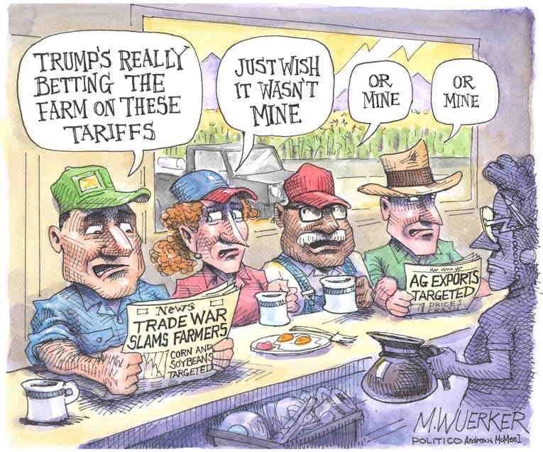 Political/Editorial Cartoon by Matt Wuerker, Politico on Trump Tanks Economy