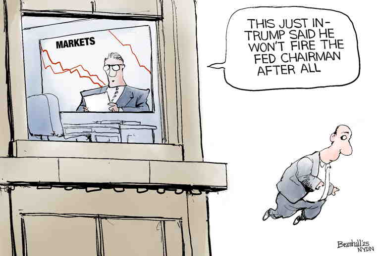 Political/Editorial Cartoon by Bill Bramhall, New York Daily News on Trump Tanks Economy